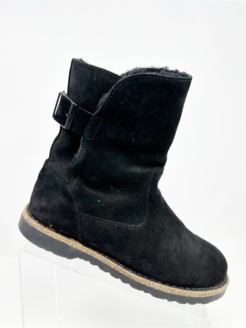 Birkenstock Uppsala Shearling Winter Ankle Boots Black Buckle Strap Size 37